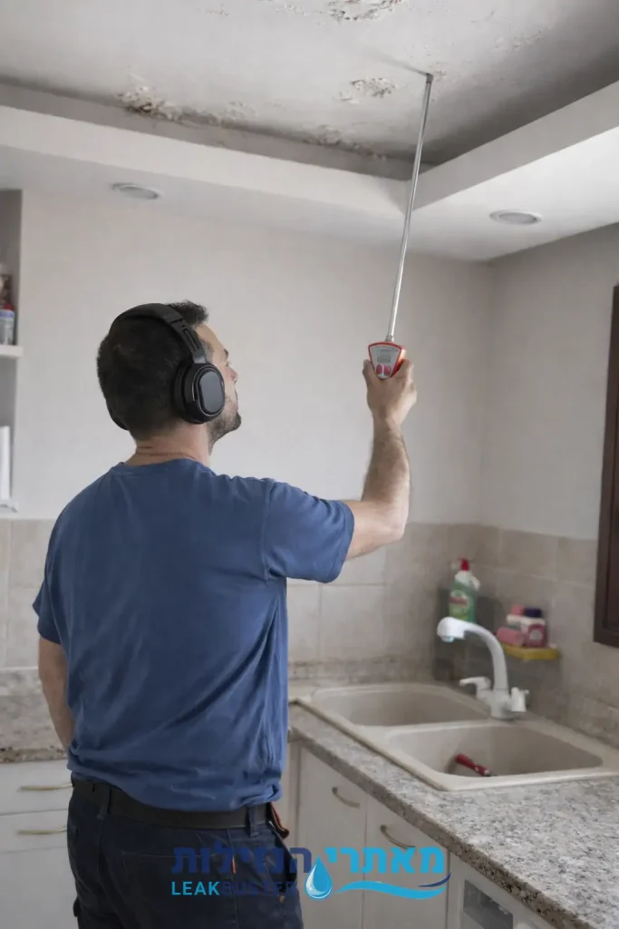 איתור נזילה בתקרה